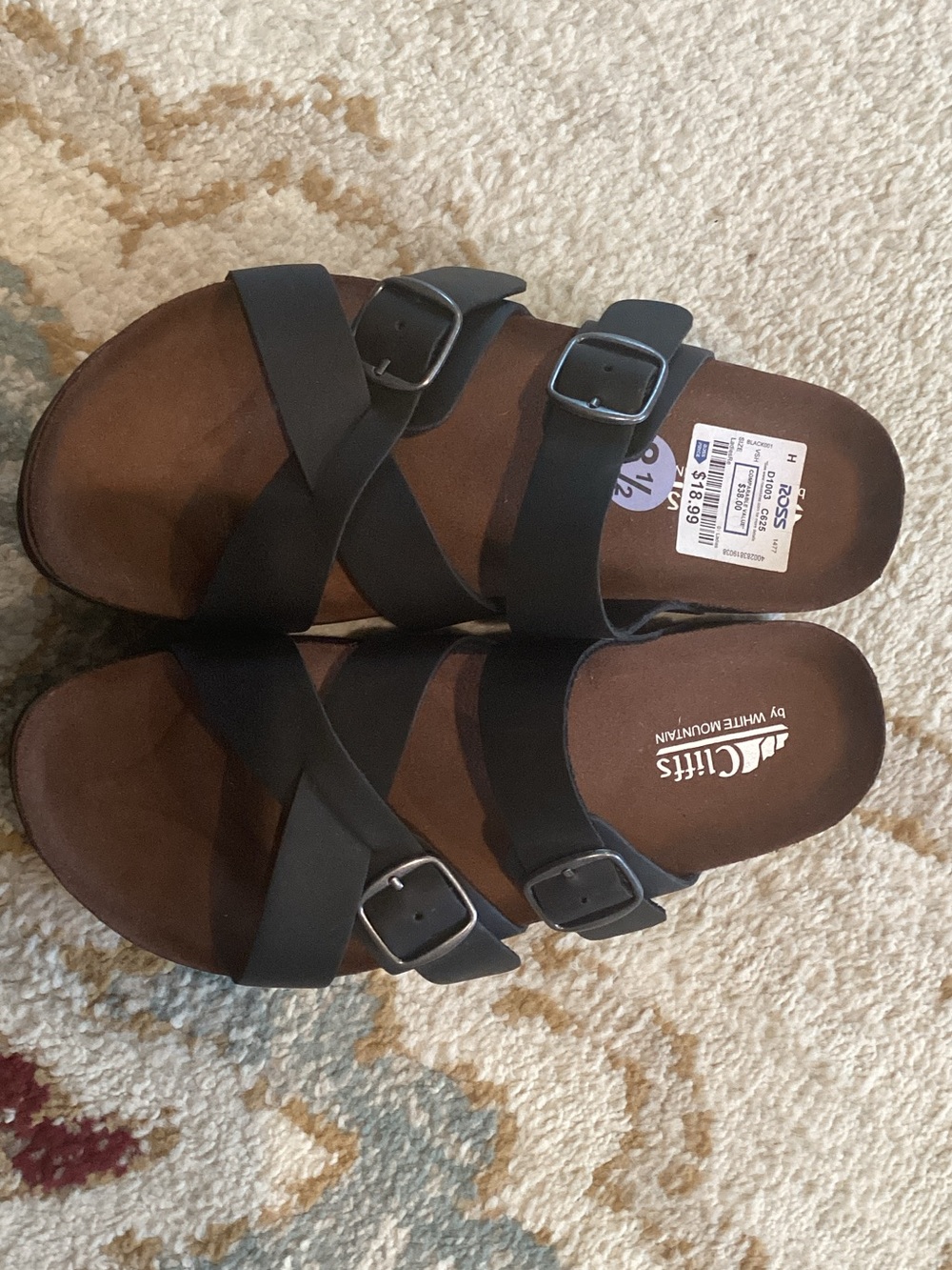 Cliffs by WHITE MOUNTAIN Black Crisscross Buckle Sandals